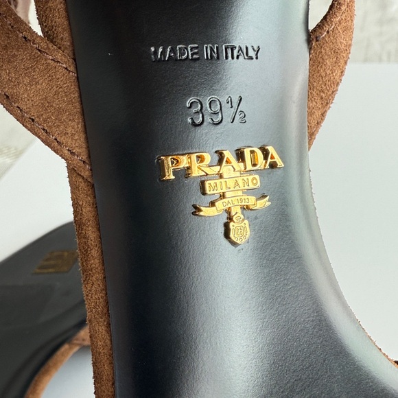 Prada Women's Brown Suede Heeled Sandals size 39.5 - Picture 6 of 8